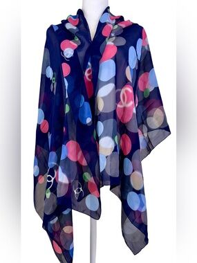CHANEL MULTICOLOR CC LOGO LARGE SILK SCARF